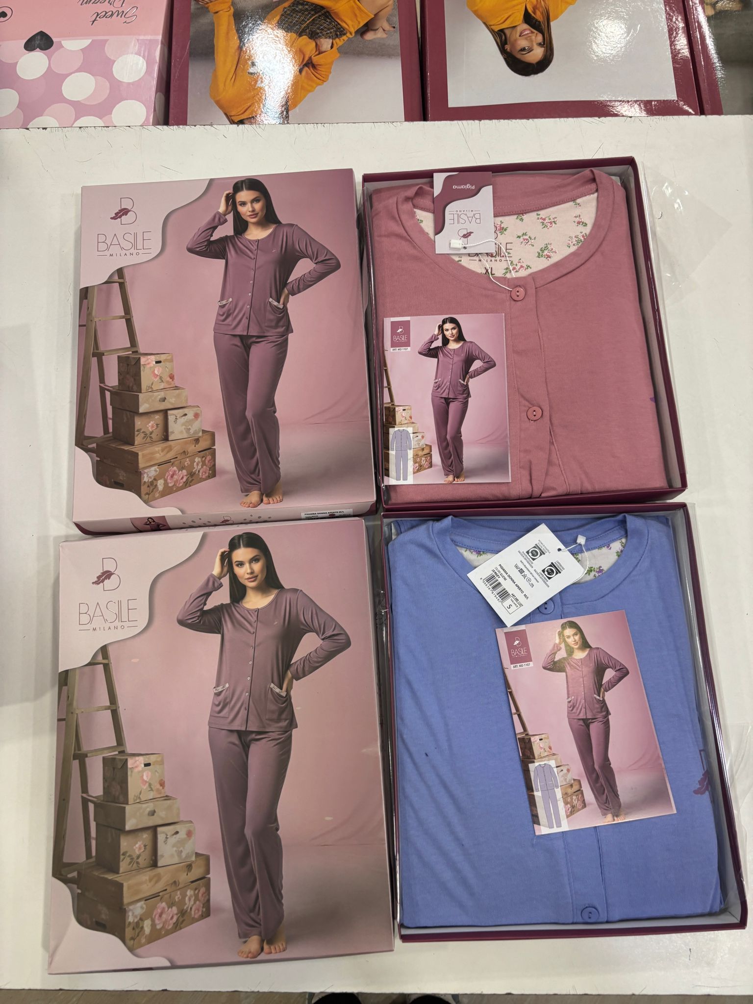 Pigiama basile aperto donna tinta unita cotone