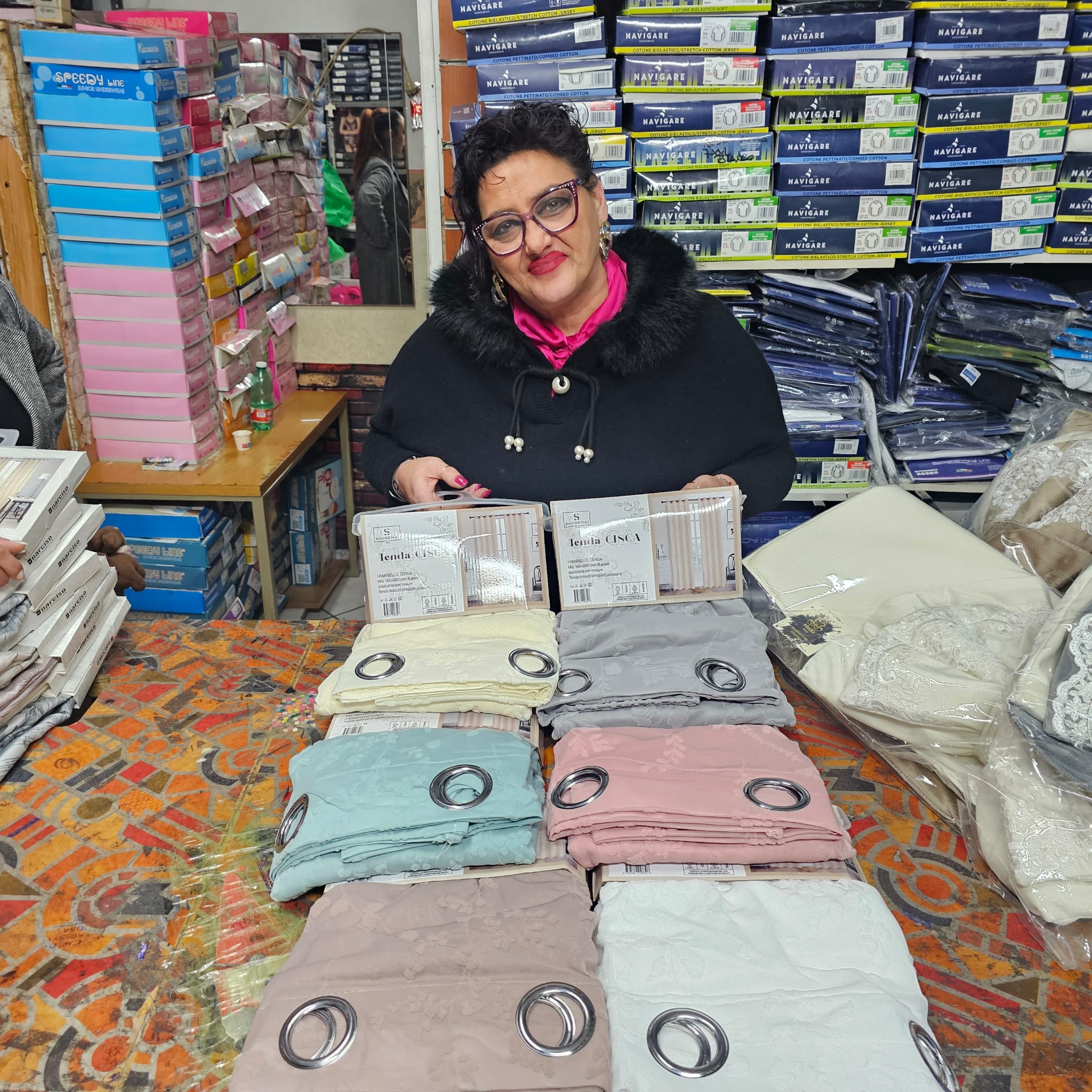 Coppia tenda suprema vedo/non vedo con fiori in rilievo