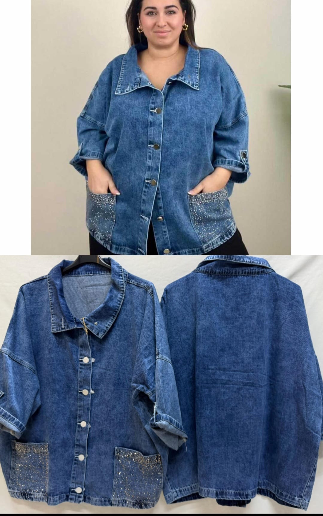 Giubbino/giacca jeans tasche brillantini edition limitata