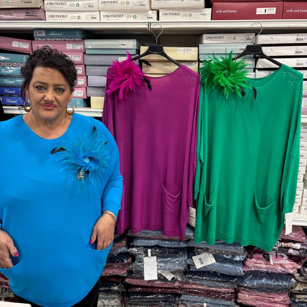 Maglia filo viscosa con tasche - turchese