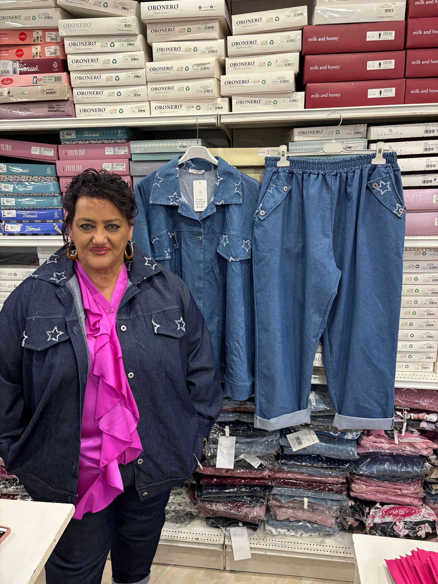 Completo jeans stelle oversize