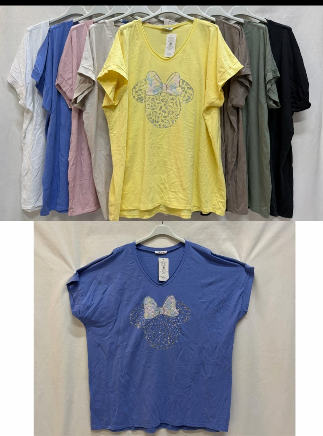 Maglia minnie fiocco strass in cotone