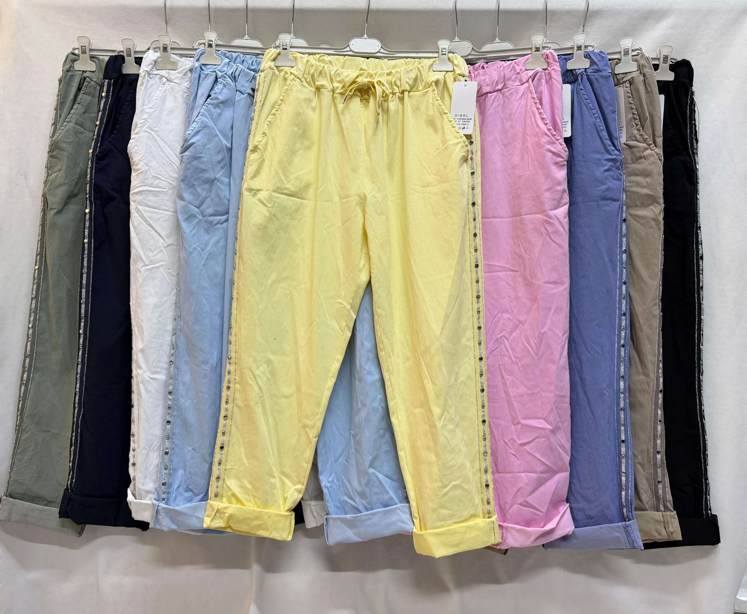 Pantalone capri in cotone elasticizzato oversize