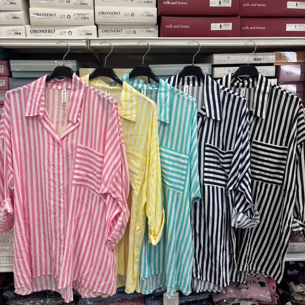 Camicione millerighe in viscosa - nero