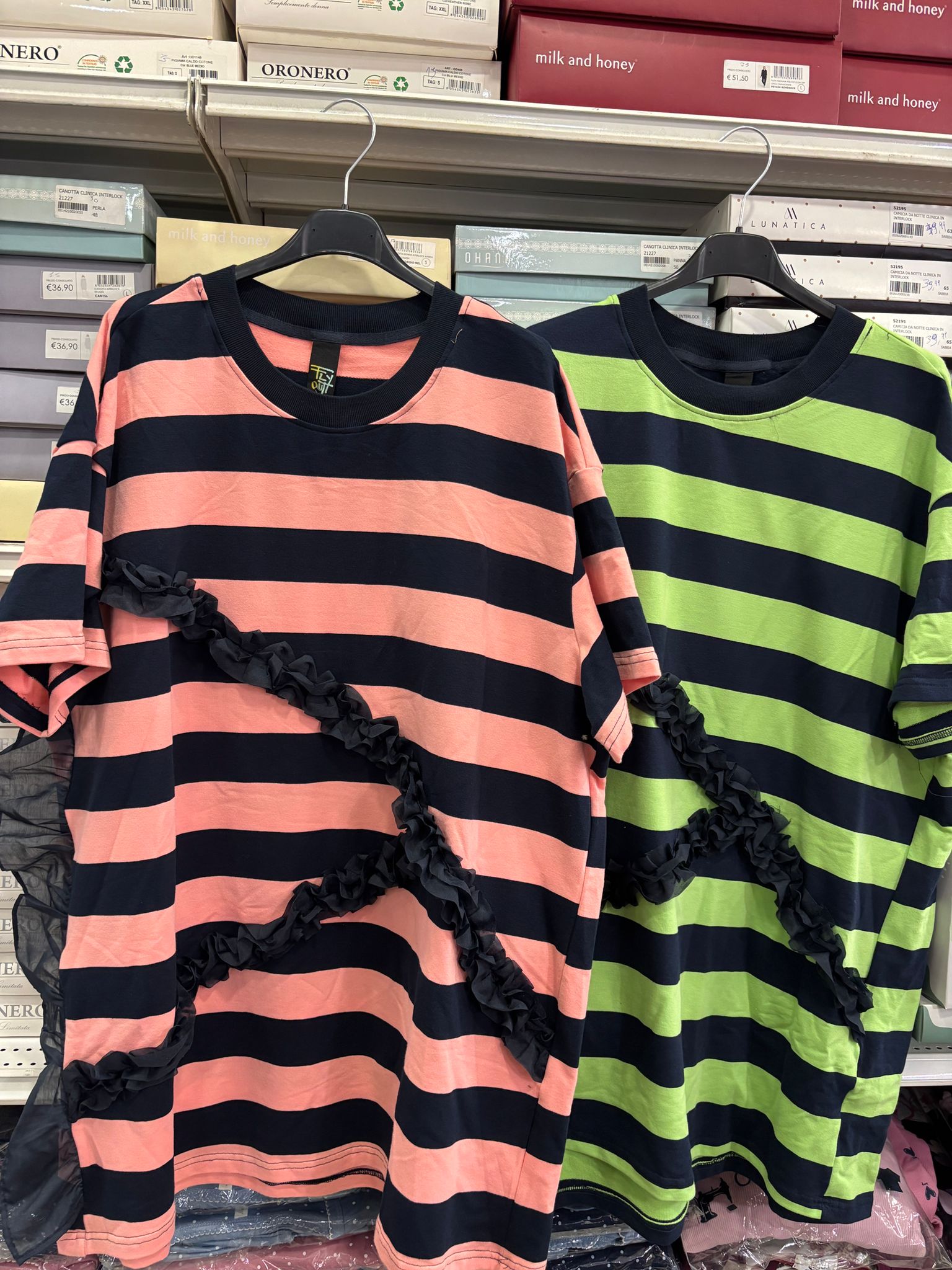 Maglia francese righe e tulle