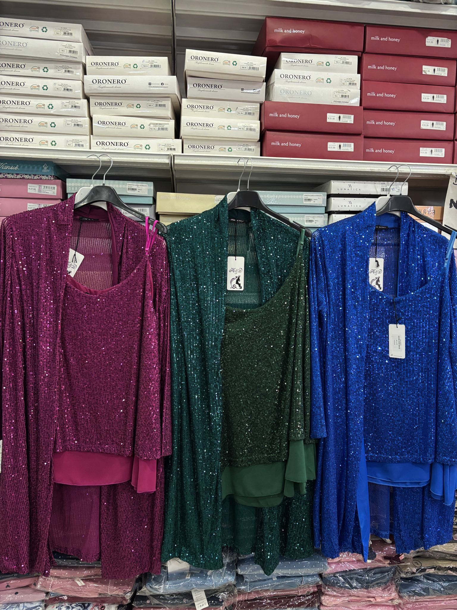 Twinset paillettes composto da spolverino e top