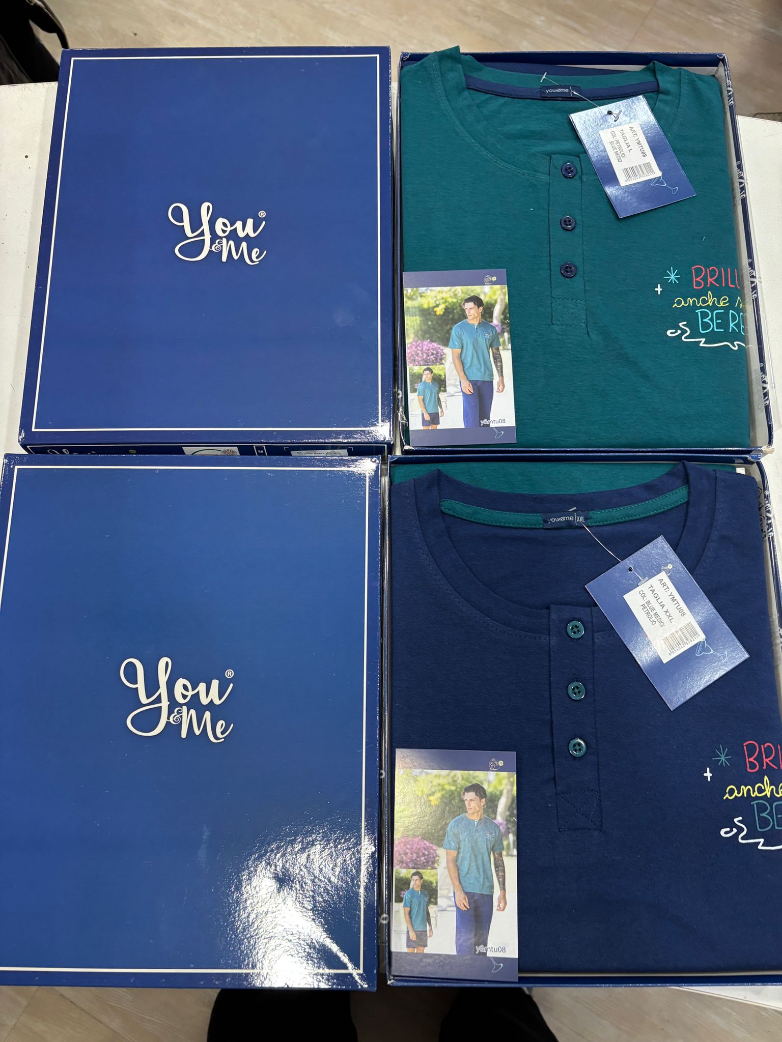 Pigiama uomo 3 pezzi gamba corta-lunga e mezza manica