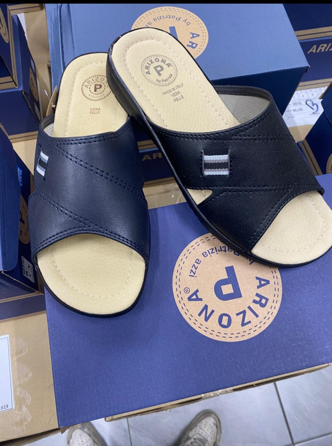 Pantofola uomo plantare in pelle