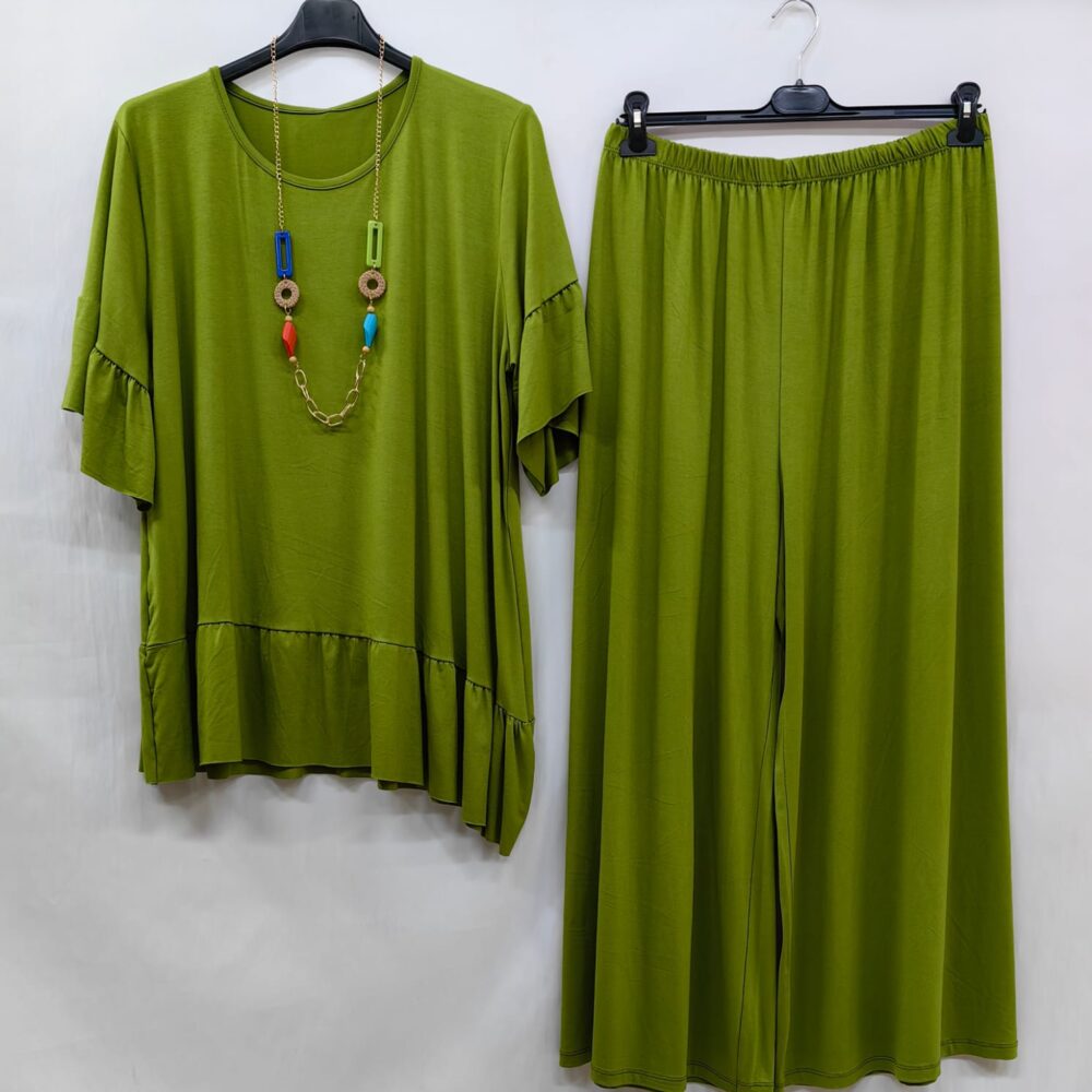 Completo huala in viscosa pantalone palazzo - blu