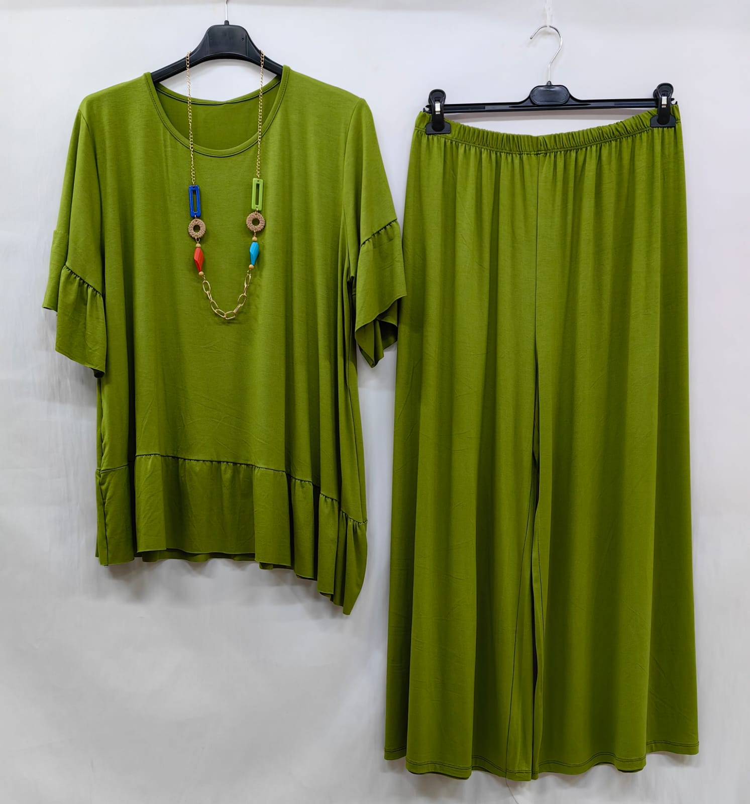 Completo huala in viscosa pantalone palazzo