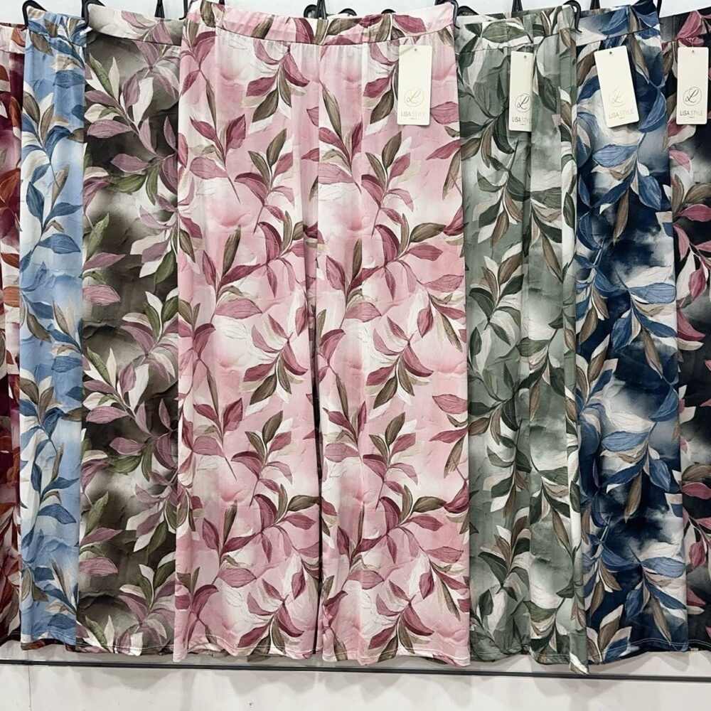 Pantalone flower in viscosa palazzo - blu