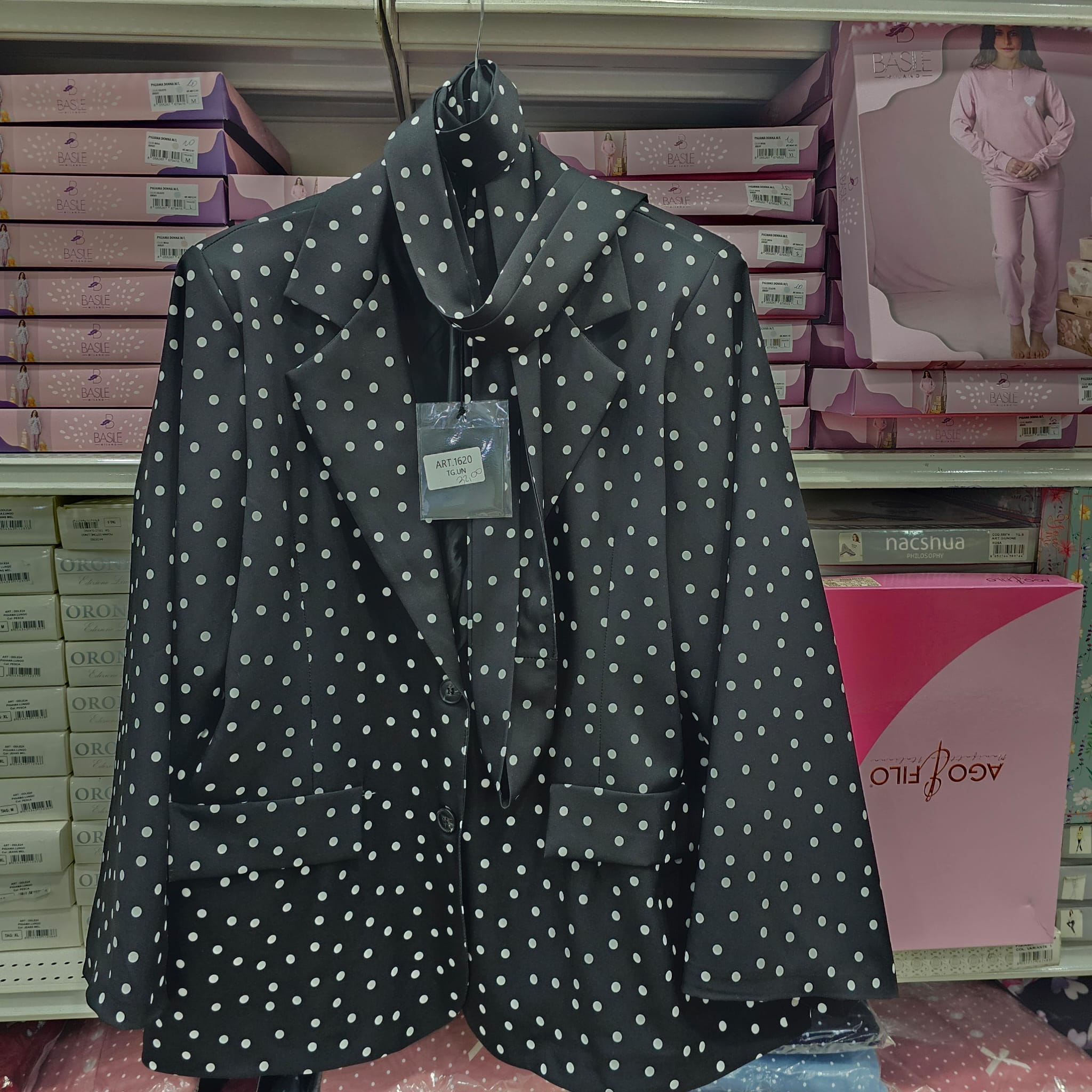 Giacca pois con fodera e spalline