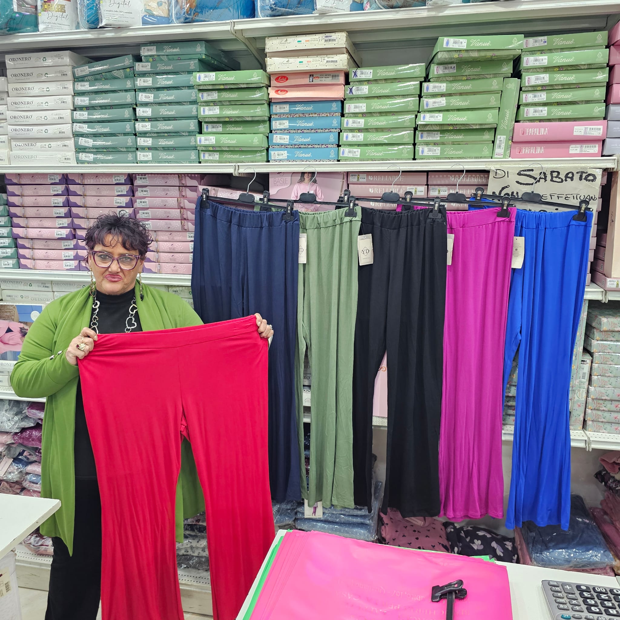 Pantalone zampa cotone-viscosa