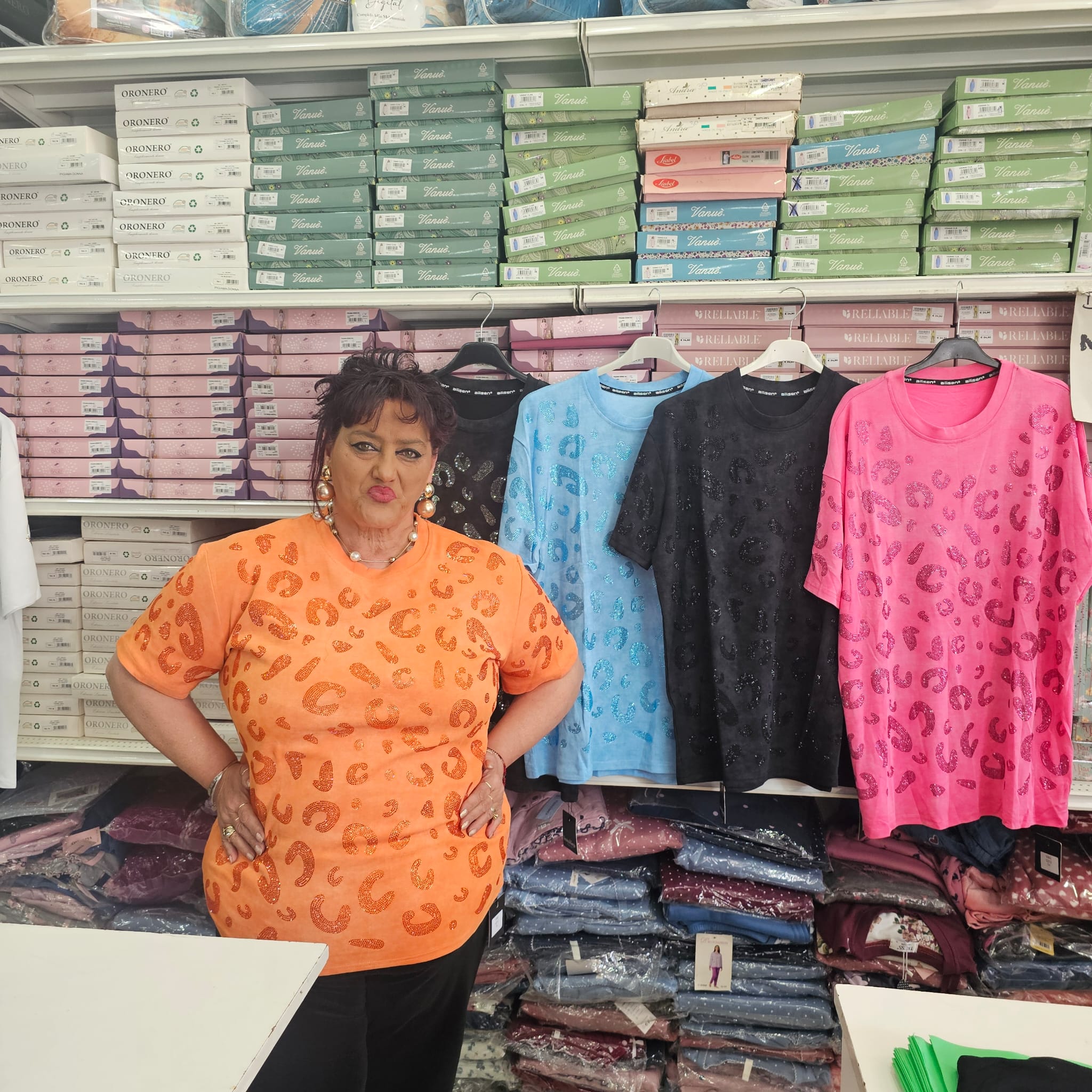 Maglia francese strass maculata