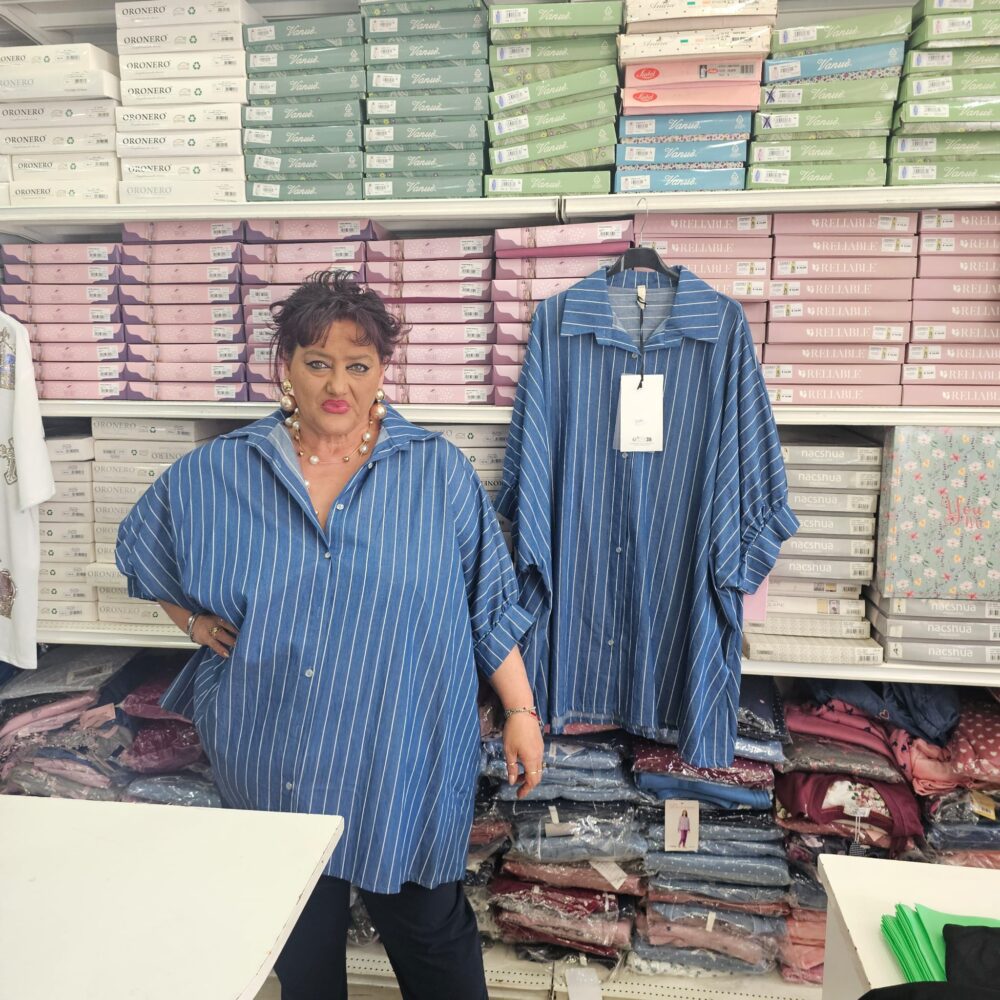 Camicione righe jeans