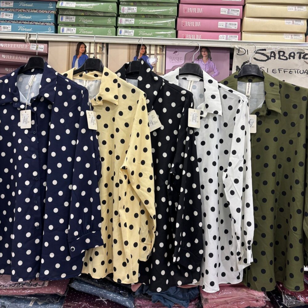 Camicia viscosa a pois - nero