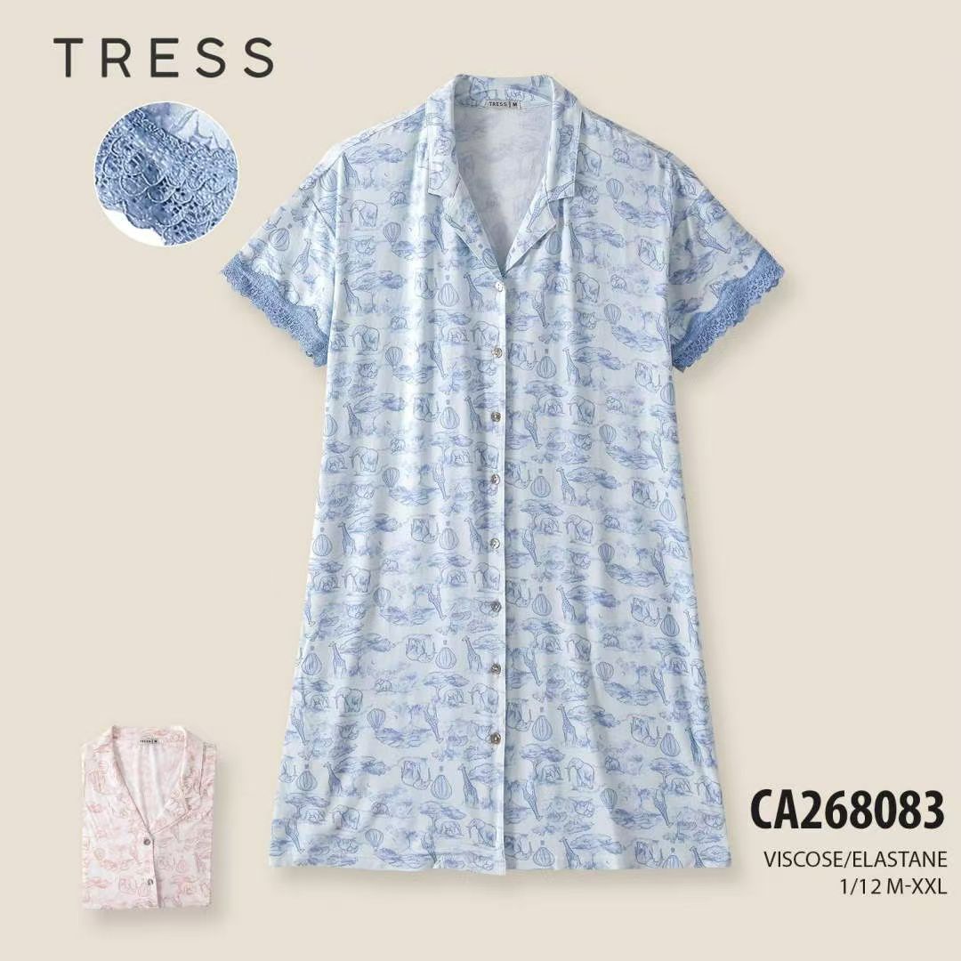 Vestaglia in modal con dettaglio fantasia con pizzo manica