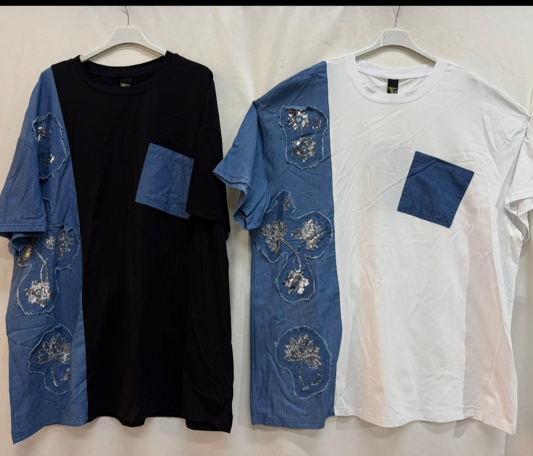 Maglia dettaglio fascia jeans strass
